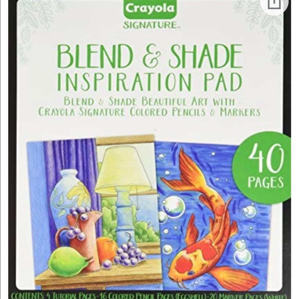 New Crayola Blend & Shade Inspiration Pad, Adult Coloring Book, 40 Pages